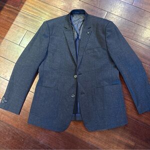 7 Diamonds Blazer Mens XL Dark Gray Plaid Sport Coat Fits True To Size